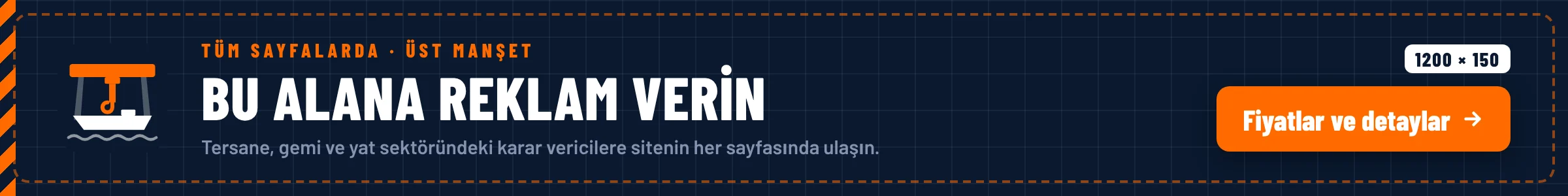 Üst Manşet Banner örnek alan, 1200×150 px