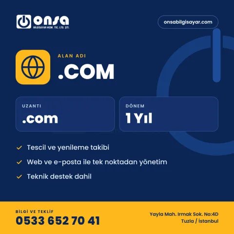 14. .com Alan Adı Tescili (1 Yıl)