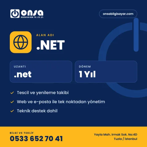 15. .net Alan Adı Tescili (1 Yıl)