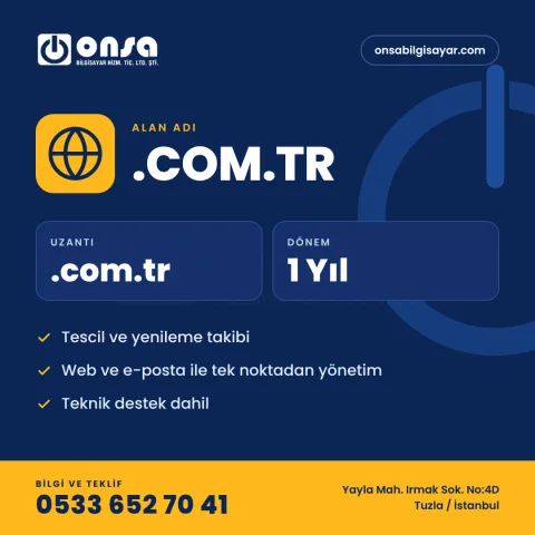 16. .com.tr Alan Adı Tescili (1 Yıl)