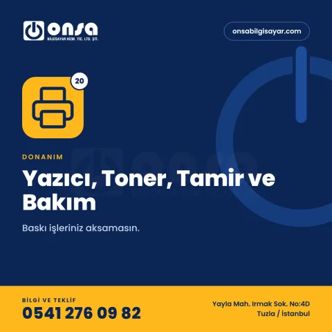 20. Yazıcı, Toner, Tamir ve Bakım
